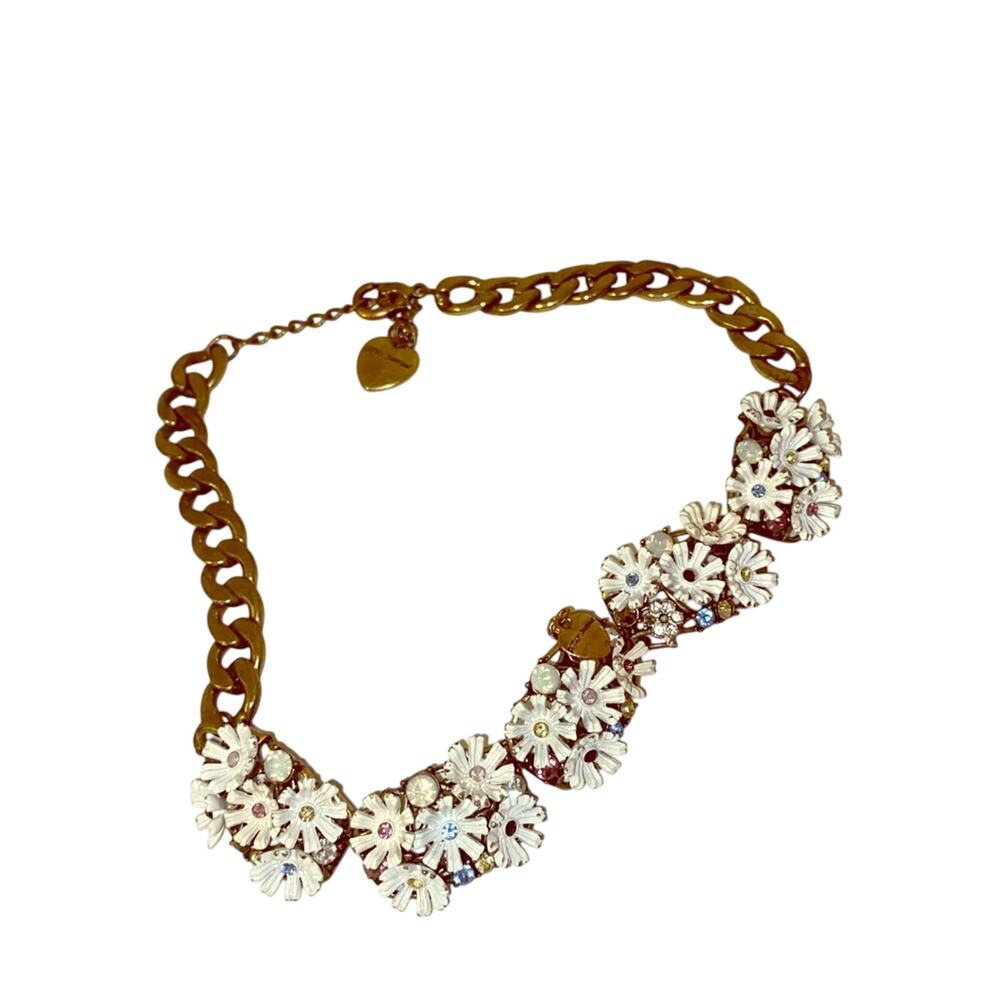 VNTG BETSEY JOHNSON large chain flower necklace